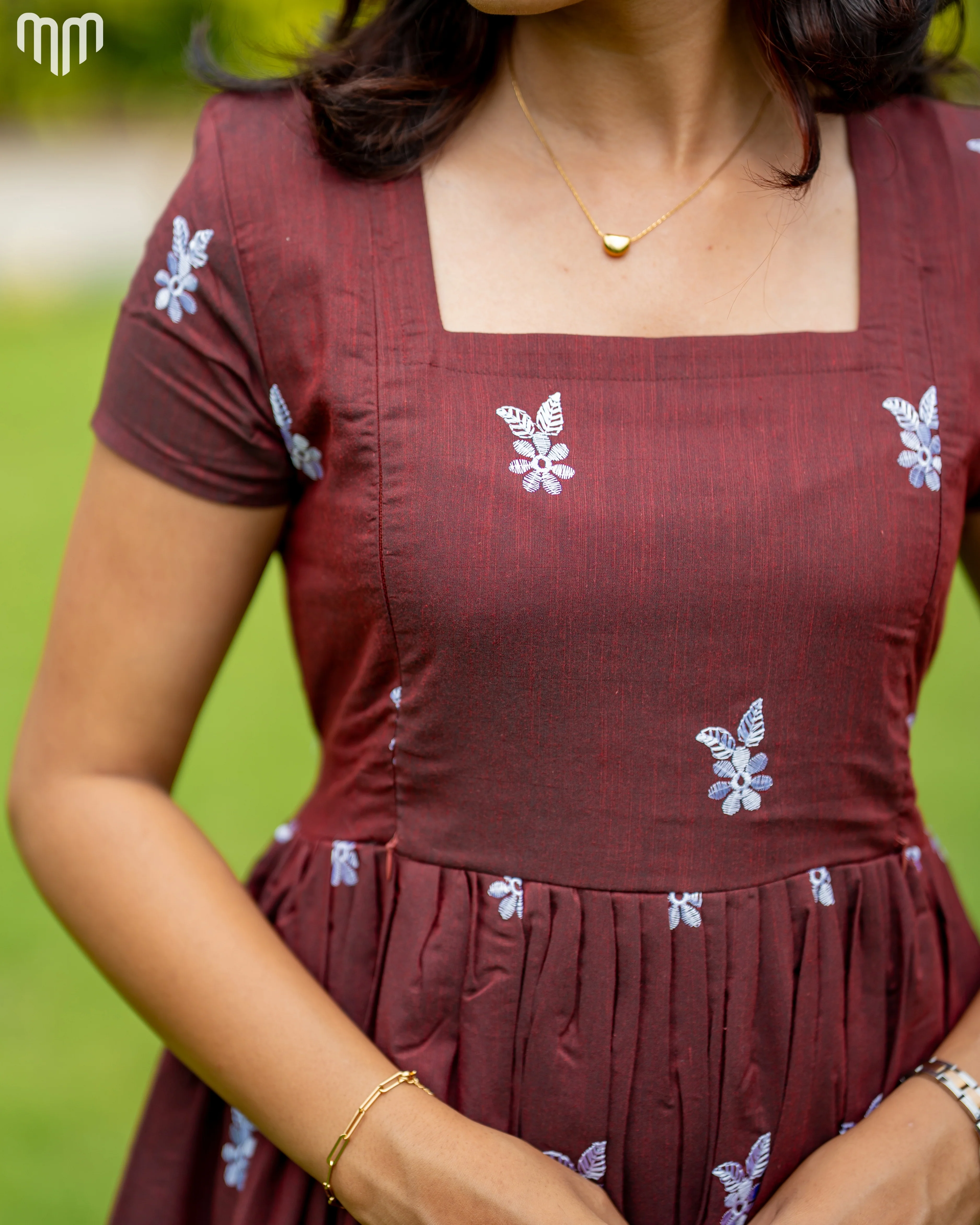Marron Floret Maternity Maxi - Image 3