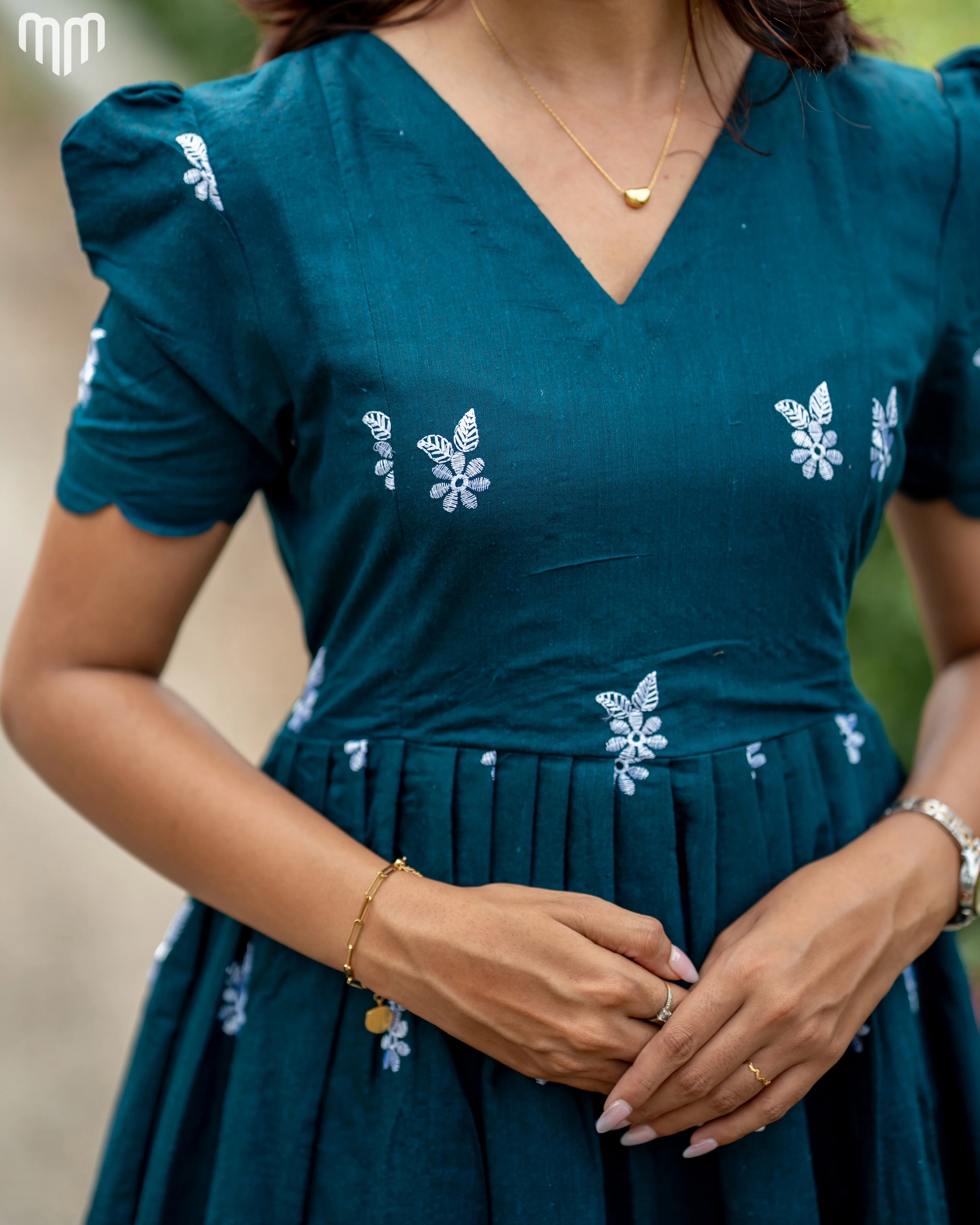 Teal Floret Maternity Maxi - Image 3